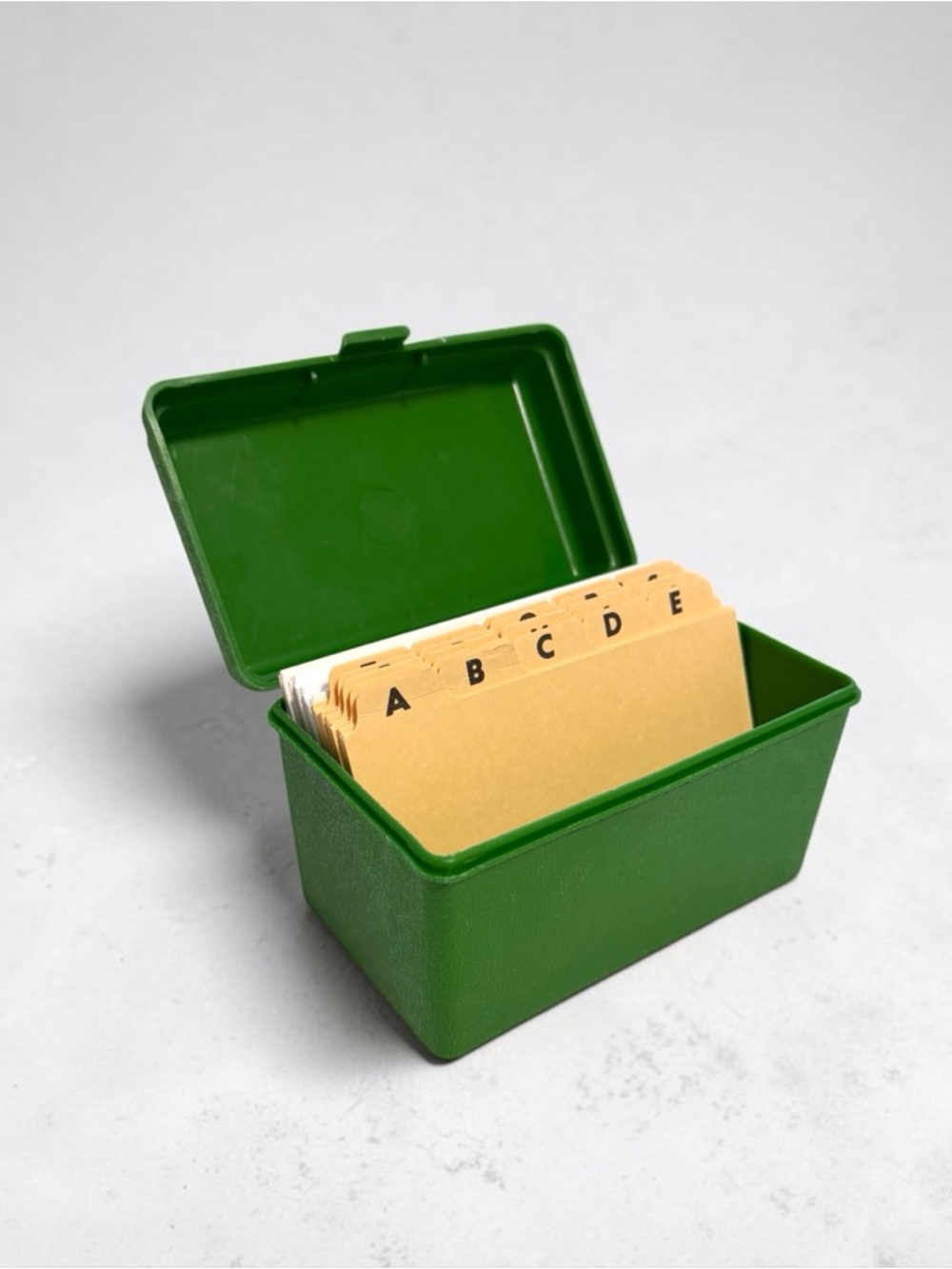 Vintage 1964 Green Sterling Plastic Index Card Box